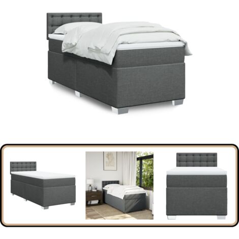 Boxspringbett mit Matratze Dunkelgrau 100x200 cm Stoff - Boxspringbett - Doppelbett - Bettsystem - Schlafsofa - Polsterbett