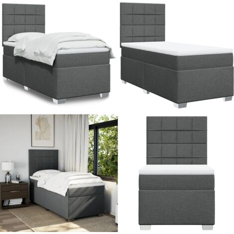Boxspringbett mit Matratze Dunkelgrau 100x200 cm Stoff - Boxspringbett - Doppelbett - Bettsystem - Schlafsofa - Polsterbett - Home & Living