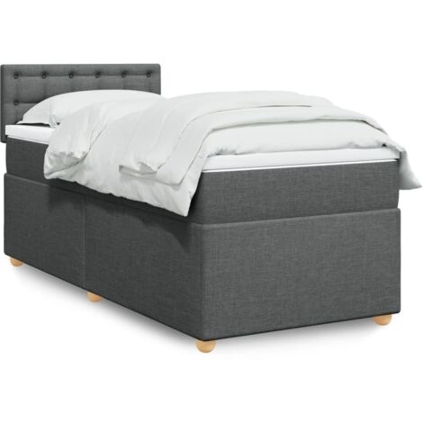 Boxspringbett mit Matratze Dunkelgrau 100x200 cm Stoff vidaXL