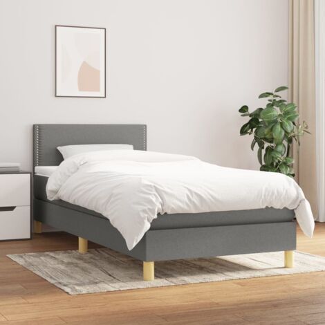 Boxspringbett mit Matratze Dunkelgrau 100x200 cm Stoff vidaXL
