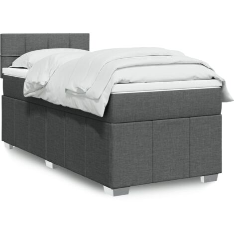 Boxspringbett mit Matratze Dunkelgrau 100x200 cm Stoff vidaXL