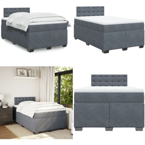 Boxspringbett mit Matratze Dunkelgrau 120x200 cm Samt - Boxspringbett - Doppelbett - Samtbett - Bettsofa - Schlafsystem - Home & Living