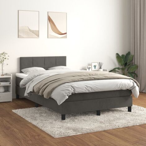 Boxspringbett mit Matratze Dunkelgrau 120x200 cm Samt vidaXL