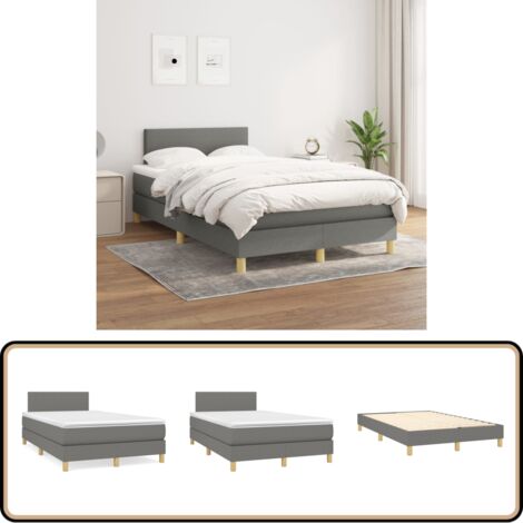 Boxspringbett mit Matratze Dunkelgrau 120x200 cm Stoff - Boxspringbett - Doppelbett - Schlafraum - Bettenrahmen - Matratze