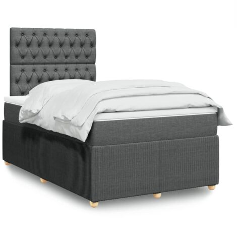 Boxspringbett mit Matratze Dunkelgrau 120x200 cm Stoff vidaXL