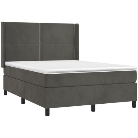 Boxspringbett mit Matratze Dunkelgrau 140x200 cm Samt vidaXL