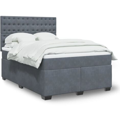 Boxspringbett mit Matratze Dunkelgrau 140x200 cm Samt vidaXL