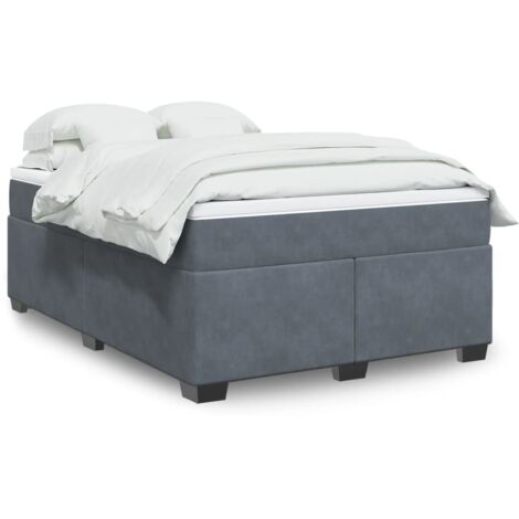 Boxspringbett mit Matratze Dunkelgrau 140x200 cm Samt vidaXL
