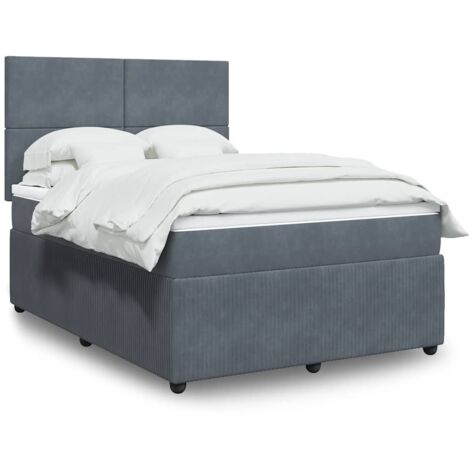 Boxspringbett mit Matratze Dunkelgrau 140x200 cm Samt vidaXL