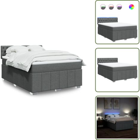 Boxspringbett mit Matratze Dunkelgrau 140x200 cm Stoff - Boxspringbett - Boxspringbetten - Bett - Bettgestell