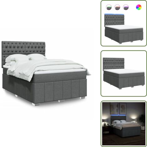 Boxspringbett mit Matratze Dunkelgrau 140x200 cm Stoff - Boxspringbett - Boxspringbetten - Bett - Bettgestell
