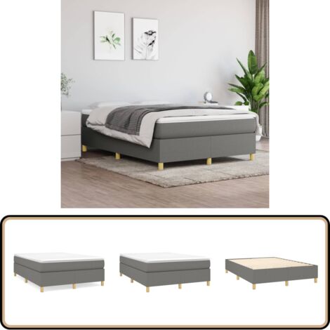 Boxspringbett mit Matratze Dunkelgrau 140x200 cm Stoff - Boxspringbett - Doppelbett - Betten - Matratze - Nachttisch