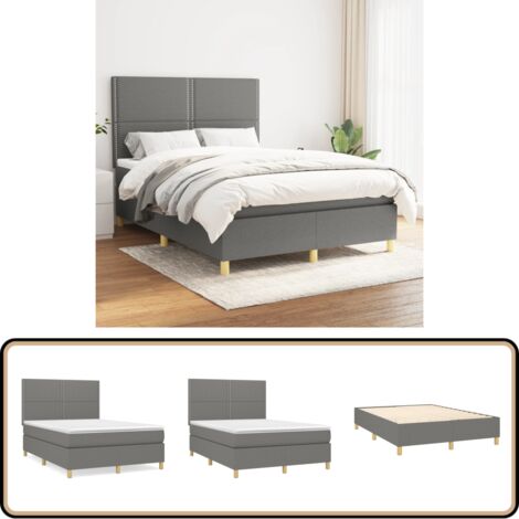 Boxspringbett mit Matratze Dunkelgrau 140x200 cm Stoff - Boxspringbett - Doppelbett - Betten - Schlafräume - Möbel