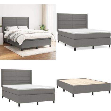Boxspringbett mit Matratze Dunkelgrau 140x200 cm Stoff - Boxspringbett - Doppelbett - Betten - Schlafräume - Möbel - Home & Living