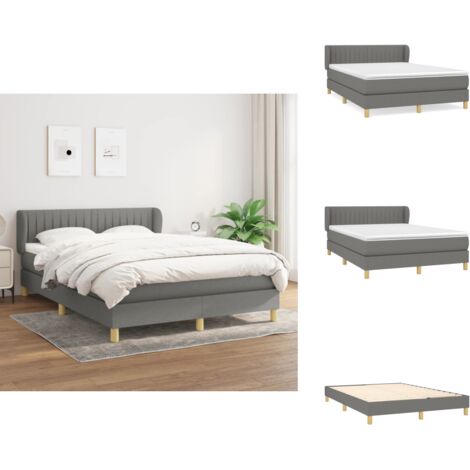 Boxspringbett mit Matratze Dunkelgrau 140x200 cm Stoff - Boxspringbett - Doppelbett - Bettenrahmen - Lattenrost - Matratze