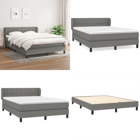 Boxspringbett mit Matratze Dunkelgrau 140x200 cm Stoff - Boxspringbett - Doppelbett - Bettenrahmen - Lattenrost - Matratze - Home & Living
