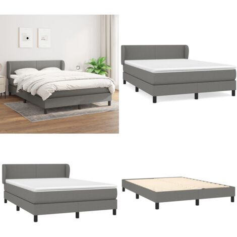 Boxspringbett mit Matratze Dunkelgrau 140x200 cm Stoff - Boxspringbett - Doppelbett - Bettenrahmen - Lattenrost - Matratze - Home & Living
