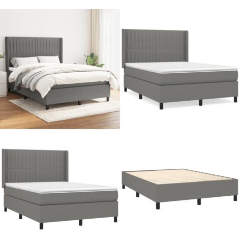 Boxspringbett mit Matratze Dunkelgrau 140x200 cm Stoff - Boxspringbett - Doppelbett - Bettenrahmen - Lattenrost - Matratze - Home & Living