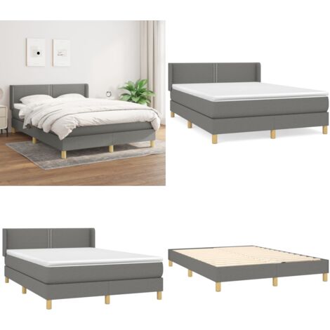 Boxspringbett mit Matratze Dunkelgrau 140x200 cm Stoff - Boxspringbett - Doppelbett - Bettenrahmen - Lattenrost - Matratze - Home & Living