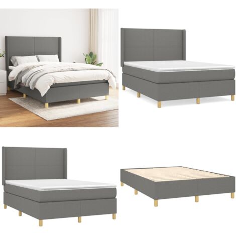 Boxspringbett mit Matratze Dunkelgrau 140x200 cm Stoff - Boxspringbett - Doppelbett - Bettenrahmen - Lattenrost - Matratze - Home & Living