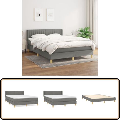 Boxspringbett mit Matratze Dunkelgrau 140x200 cm Stoff - Boxspringbett - Doppelbett - Bettenrahmen - Matratze - Liegekomfort