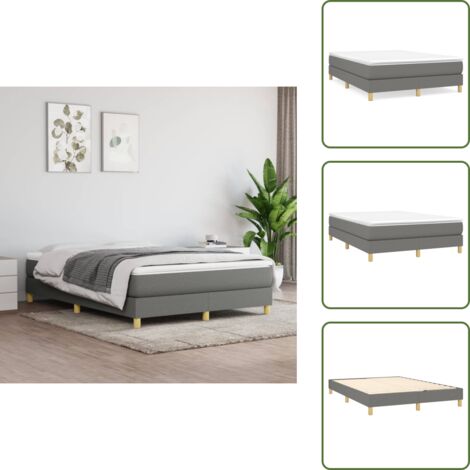 Boxspringbett mit Matratze Dunkelgrau 140x200 cm Stoff - Boxspringbett - Doppelbett - Bettenrahmen - Matratze - Matratzenauflage