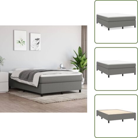 Boxspringbett mit Matratze Dunkelgrau 140x200 cm Stoff - Boxspringbett - Doppelbett - Bettenrahmen - Matratze - Matratzenauflage