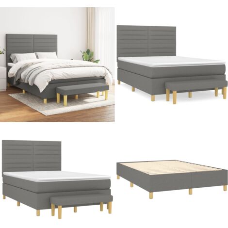 Boxspringbett mit Matratze Dunkelgrau 140x200 cm Stoff - Boxspringbett - Doppelbett - Bettenrahmen - Schlafraum - Schlafzimmer Dekoration - Home & Living