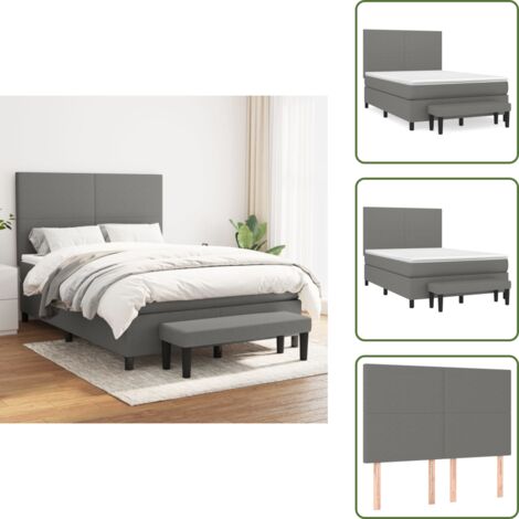 Boxspringbett mit Matratze Dunkelgrau 140x200 cm Stoff - Boxspringbett - Doppelbett - Bettenrahmen - Schlafraum - Wohnbereich