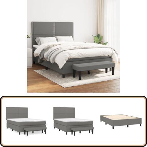 Boxspringbett mit Matratze Dunkelgrau 140x200 cm Stoff - Boxspringbett - Doppelbett - Bettenrahmen - Schlafraum - Wohnbereich