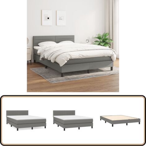 Boxspringbett mit Matratze Dunkelgrau 140x200 cm Stoff - Boxspringbett - Doppelbett - Bettenrahmen - Schlafsystem - Matratze