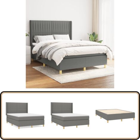 Boxspringbett mit Matratze Dunkelgrau 140x200 cm Stoff - Boxspringbett - Doppelbett - Lattenrost - Bettrahmen - Matratze