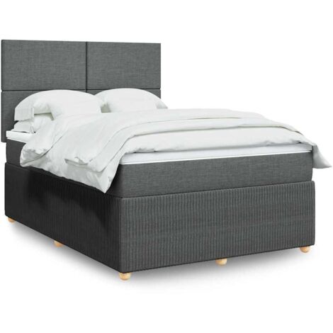 Boxspringbett mit Matratze Dunkelgrau 140x200 cm Stoff vidaXL