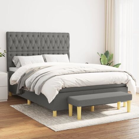 Boxspringbett mit Matratze Dunkelgrau 140x200 cm Stoff vidaXL