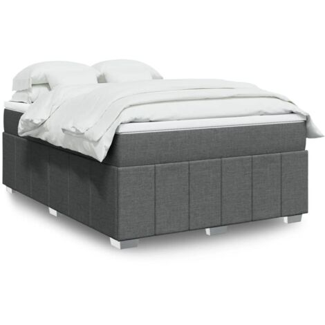 Boxspringbett mit Matratze Dunkelgrau 140x200 cm Stoff vidaXL