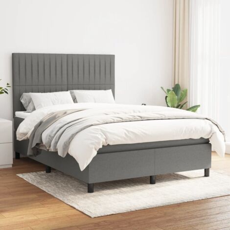 Boxspringbett mit Matratze Dunkelgrau 140x200 cm Stoff vidaXL
