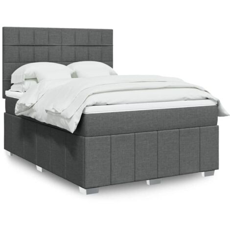 Boxspringbett mit Matratze Dunkelgrau 140x200 cm Stoff vidaXL
