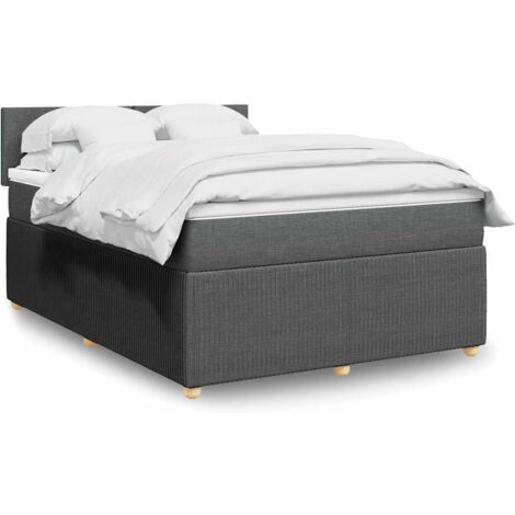 Boxspringbett mit Matratze Dunkelgrau 140x200 cm Stoff vidaXL