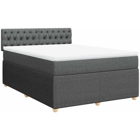 Boxspringbett mit Matratze Dunkelgrau 140x200 cm Stoff vidaXL