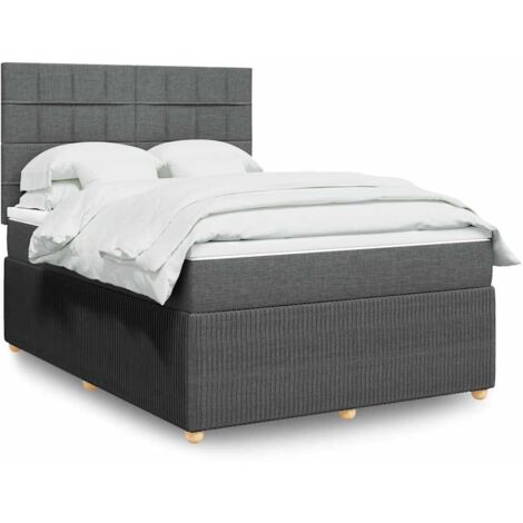 Boxspringbett mit Matratze Dunkelgrau 140x200 cm Stoff vidaXL