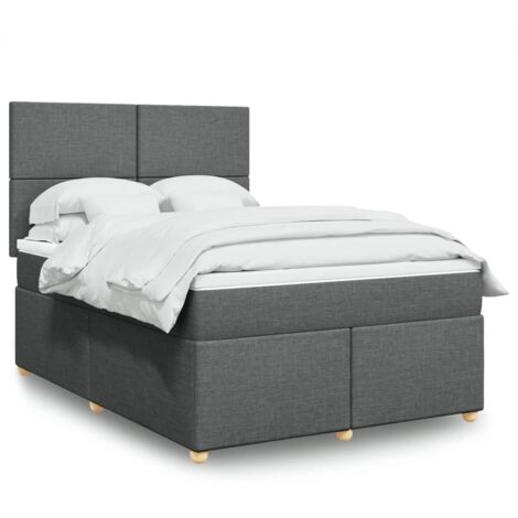 Boxspringbett mit Matratze Dunkelgrau 140x200 cm Stoff vidaXL