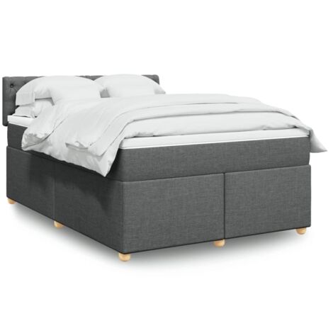 Boxspringbett mit Matratze Dunkelgrau 140x200 cm Stoff vidaXL