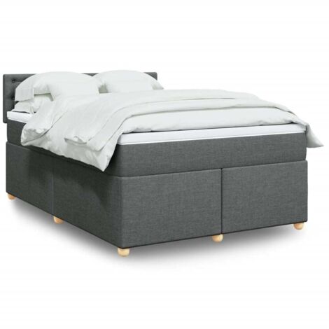 Boxspringbett mit Matratze Dunkelgrau 140x200 cm Stoff vidaXL