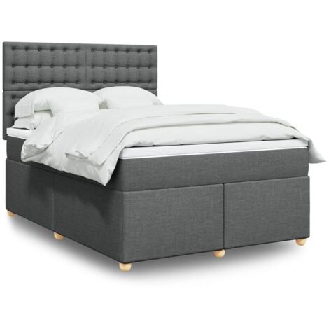 Boxspringbett mit Matratze Dunkelgrau 140x200 cm Stoff vidaXL