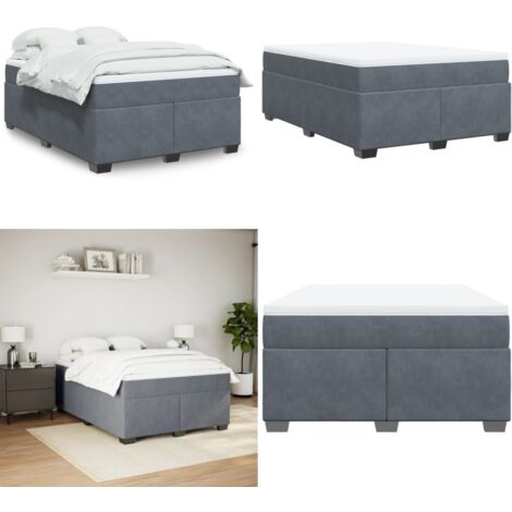 Boxspringbett mit Matratze Dunkelgrau 160x200 cm Samt - Samtbett - Boxspringbett - Doppelbett - Bettauflage - Matratze - Home & Living