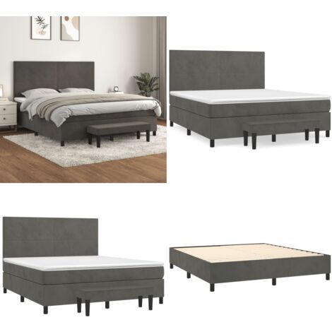 Boxspringbett mit Matratze Dunkelgrau 160x200 cm Samt - Samtbett - Boxspringbett - Doppelbett - Bettauflage - Nachttisch - Home & Living
