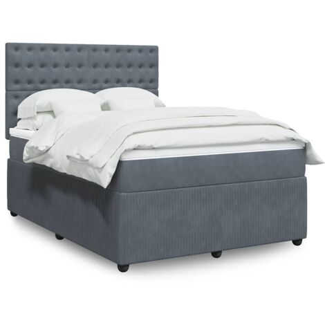 Boxspringbett mit Matratze Dunkelgrau 160x200 cm Samt vidaXL