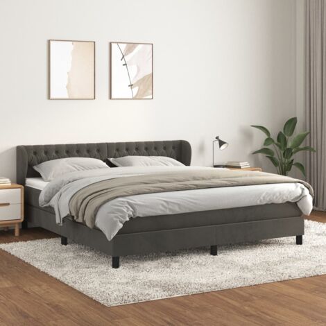 Boxspringbett mit Matratze Dunkelgrau 160x200 cm Samt vidaXL