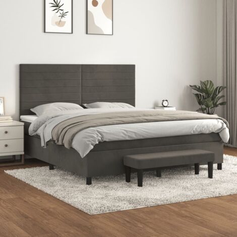 Boxspringbett mit Matratze Dunkelgrau 160x200 cm Samt vidaXL