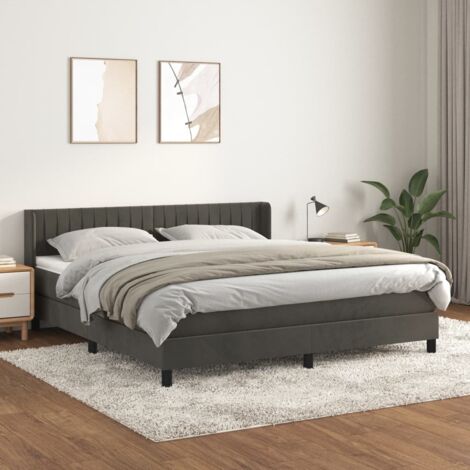 Boxspringbett mit Matratze Dunkelgrau 160x200 cm Samt vidaXL